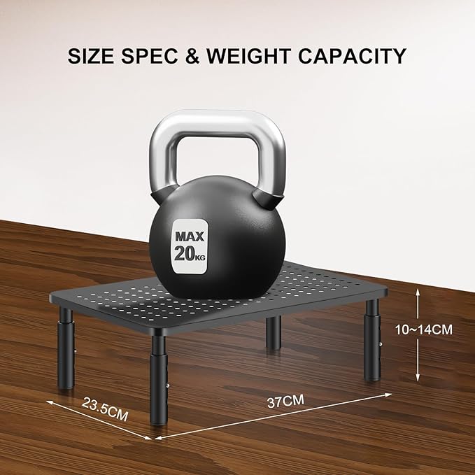 Bracwiser Monitor Stand Riser, Metal Computer Stand, 3 Height Adjustable Screen Riser with Mesh Platform for PS4, Laptop, Printer, Notebook and All Flat Screen, Holds Up to 20KG-DeskLoop Office