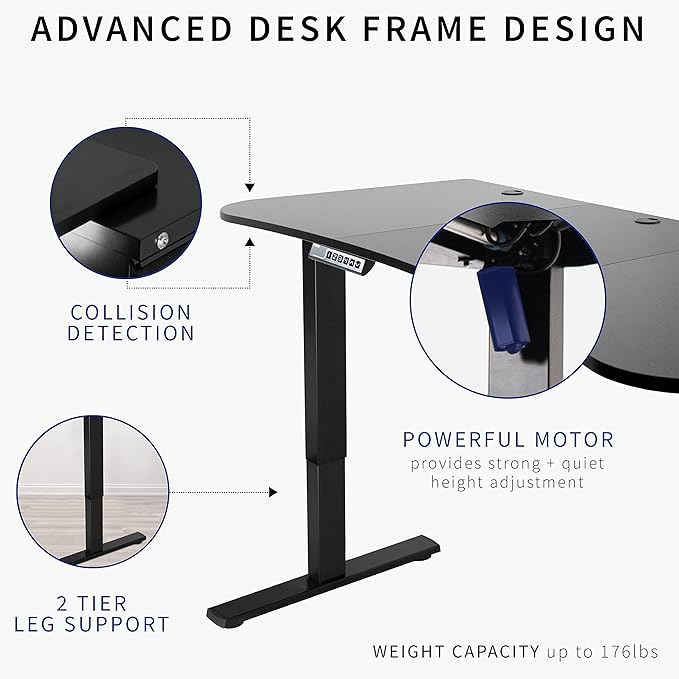VIVO Electric 63 x 32 in Standing Desk, Memory Height Adjustment, 1B Series, Dark Gray Top White Frame, DESK-KIT-1W1G-DeskLoop Office