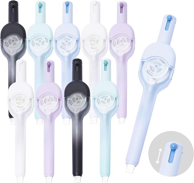 10 PCS Correction Tape Pens White-Out Applicator with Protective Cover, Smooth Ink Tape, Aesthetic Pen Design for School & Office Supplies (Push and Pull)-DeskLoop Office