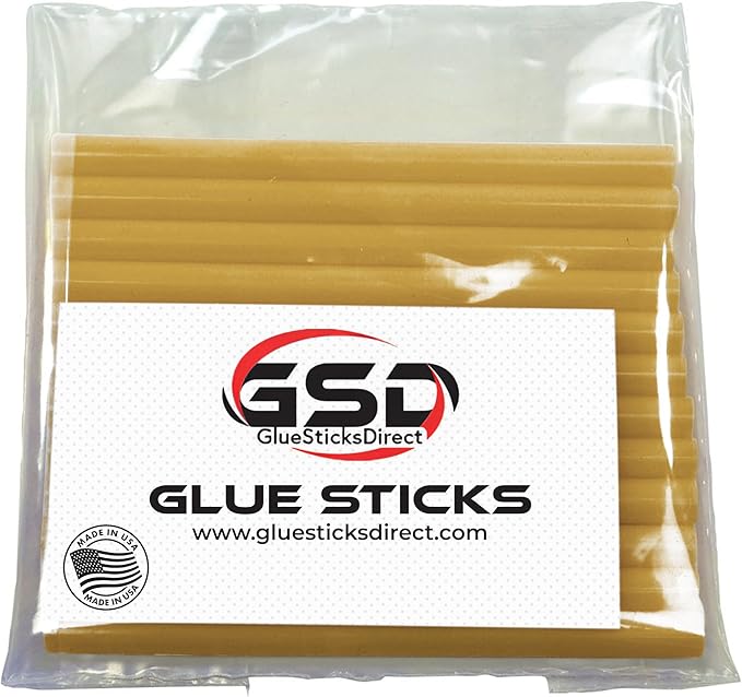 GlueSticksDirect Caramel Colored Mini Glue Sticks for Hot, Cool and Dual Temp Glue Guns, 24 Sticks - 5/16" x 4"-DeskLoop Office