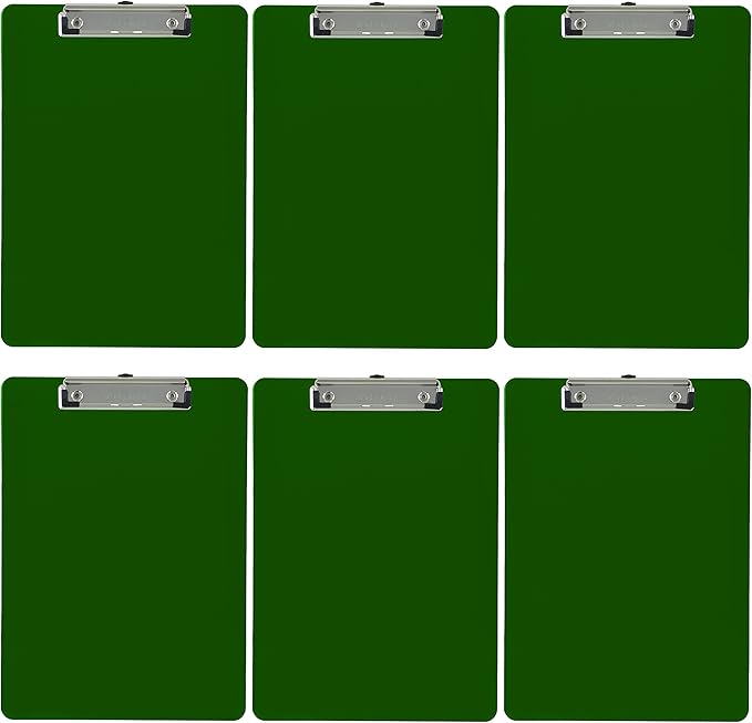 Trade Quest Plastic Clipboard Opaque Color Letter Size Low Profile Clip (Pack of 6) (Green)-DeskLoop Office