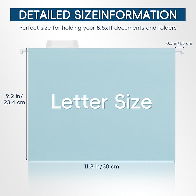 Hanging File Folders, 25 Pack Letter Size File Folders with 1/5-cut Tabs, Office Essentials for Filing Cabinet & Desk Storage-DeskLoop Office