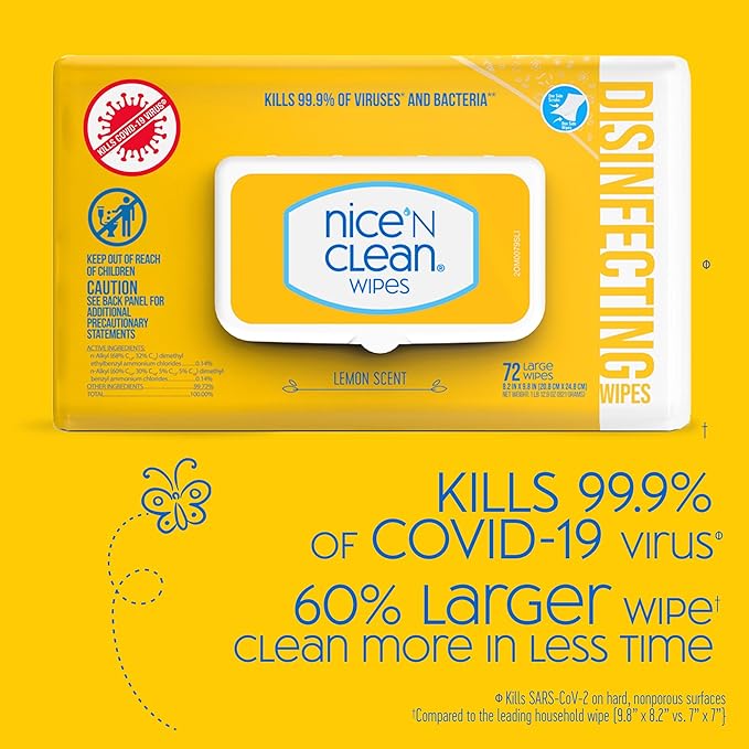 Nice 'N Clean Disinfecting Surface Wipes 304ct | Cleans & Disinfects Home & Kitchen Surfaces | Fresh & Lemon Scent-DeskLoop Office