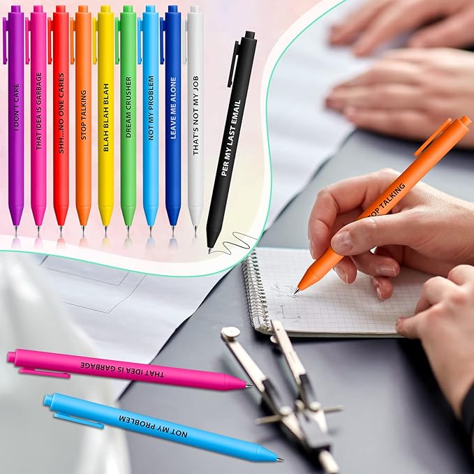 Epakh 50 Pcs Funny Pens Inspirational School Pens Bulk Positive Motivational Quotes on Ballpoint, Black Ink Pen for Adults Back to Schools Gift from Teacher(Optimisti,Bright Colors)-DeskLoop Office