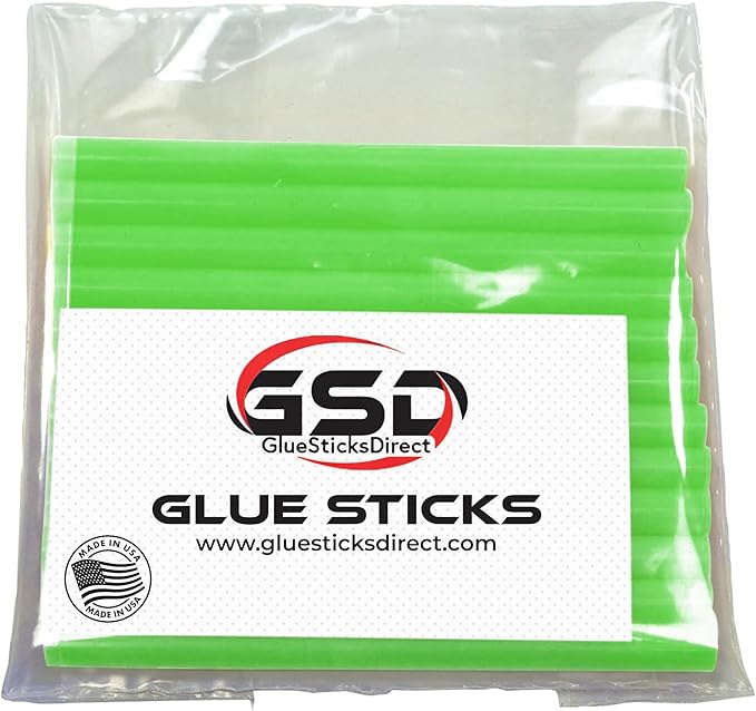 Mini Size Hot Melt Glue Sticks for Glue Gun - Bulk 4in Neon Green Glue Sticks - Great for Art Craft Repairs & Compatible w/Most Glue Guns - 5/16" X 4" (24 Sticks) - Made in USA-DeskLoop Office