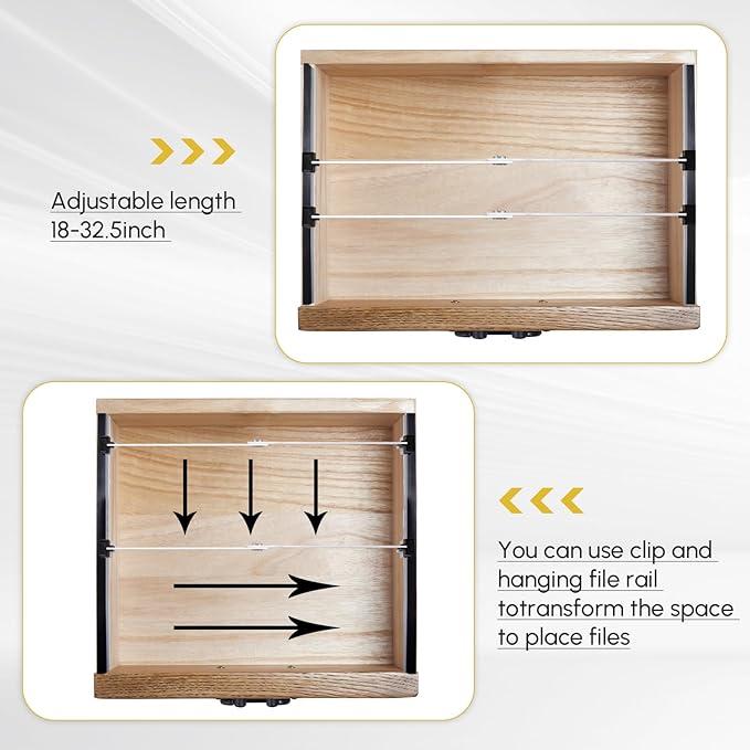 12 Pcs Metal Adjustable File Cabinet Rails Set Include 8 Hanging File Rail Clips 4 Cabinet Dividers Bars Suitable for Cabinets with Drawer Thickness Less Than 1/8 Inch(Silver,18-32.5 Inch)-DeskLoop Office