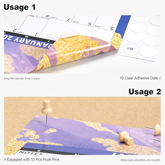 Ospelelf Large Dry Erase Calendar for Wall - 32'' x 48'' Vertical Calendar Laminated Yearly Family Calendar for Office, Use Jan 2025 - Dec 2026 (Marble)-DeskLoop Office