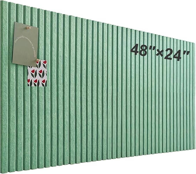 Large Cork Board for Office, 8 Pack Felt Wall Tiles with Slat Wall Paneling and Safe Removable Adhesive Tabs, Felt Bulletin Board Pin Board Cork Boards for Walls (Sage Green)-DeskLoop Office