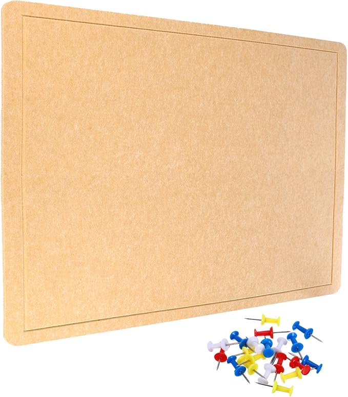 YOKIVE Felt Bulletin Board, 48 x 48 -Inch Foldable Decorative Pin Board Self Adhesive Felt Cork Board with 20 Pushpins, Great for Wall, Photo Display, Paste Note, Schedule(Beige Brown)-DeskLoop Office