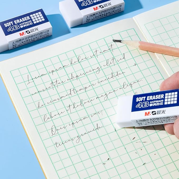 M&G 30 Pack Large Erasers Pencil Erasers, 4B White Rubber Eraser Rectangular Bulk for Kids School Students Office, Art Erasers for Drawing-DeskLoop Office