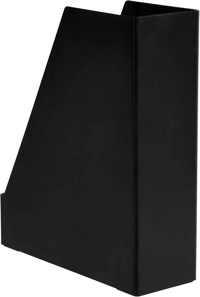 Amazon Basics Plastic Desk Organizer - Vertical Magazine and File Holder, Black, 2-Pack-DeskLoop Office