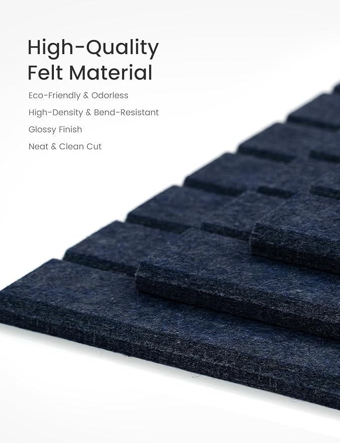 Bumusty Large Cork Board Alternative-36 x24 Felt Bulletin Board Tiles, with 30 Pushpins, 40 Adhesive Tabs, 6-Pack Slat Wall Paneling, Cork Boards for Office Push Pin Board Felt Board-Denim Blue-DeskLoop Office