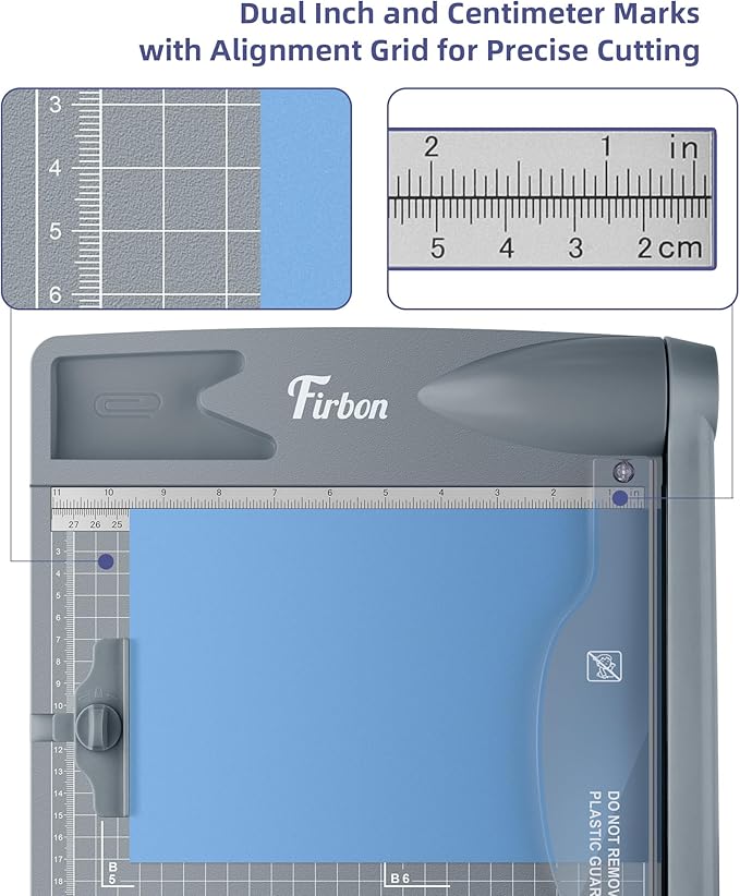 Firbon 12" Guillotine Paper Cutter, Heavy Duty 30-Sheet Capacity Trimmer for Cardstock, Photos, Scrapbooking, Office, Classroom, Studio (Gray)-DeskLoop Office