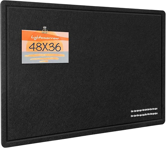 Large Bulletin Board - 48 x 36 Inches, Decorative Felt Pin Board for Wall - 4' x 3' Foldable Photo Display Board with Self-Adhesive Tape, Includes 20 Push Pins - Black-DeskLoop Office