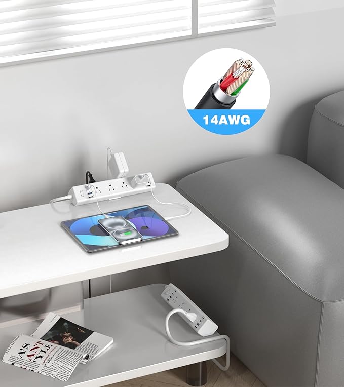 40W Fast Charging Station,Desk Clamp Power Strip,4 USB-C Ports & 8 AC Outlets,Desktop Edge Mount Surge Protector Power Strip,14AWG Heavy Duty Cord,Fit 1.9" Tabletop Edge for Home Office(10Ft Cable)-DeskLoop Office