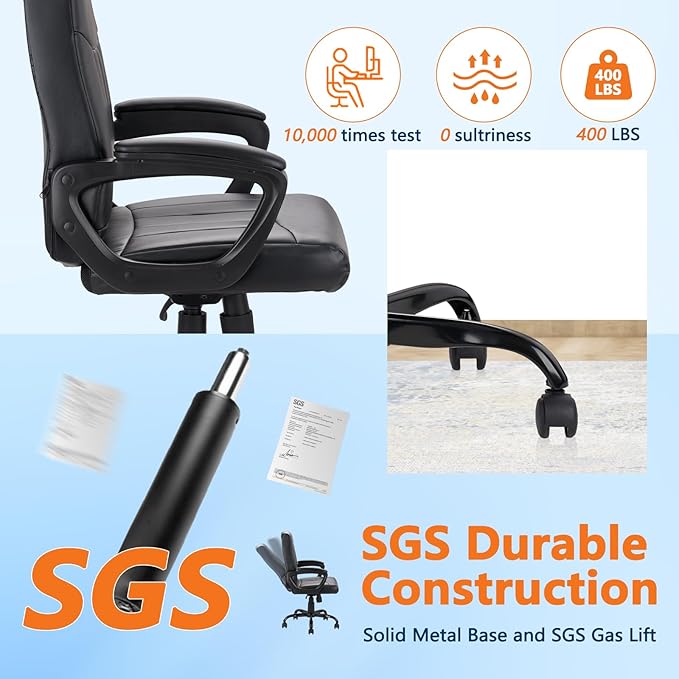 CLATINA Mid Back Leather Office Executive Chair with Lumbar Support and Padded Armrestes Swivel Adjustable Ergonomic Design for Home Computer Desk 2 Pack-DeskLoop Office