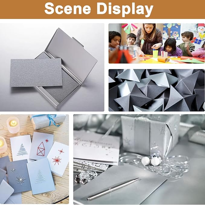 28 Sheets Shimmer Silver Cardstock 8.5 x 11 Metallic Paper, 250gsm/92lb Premium Heavyweight Card Stock for DIY Card Making, Greeting Cards, Wedding Invitations, Paper Crafting-DeskLoop Office