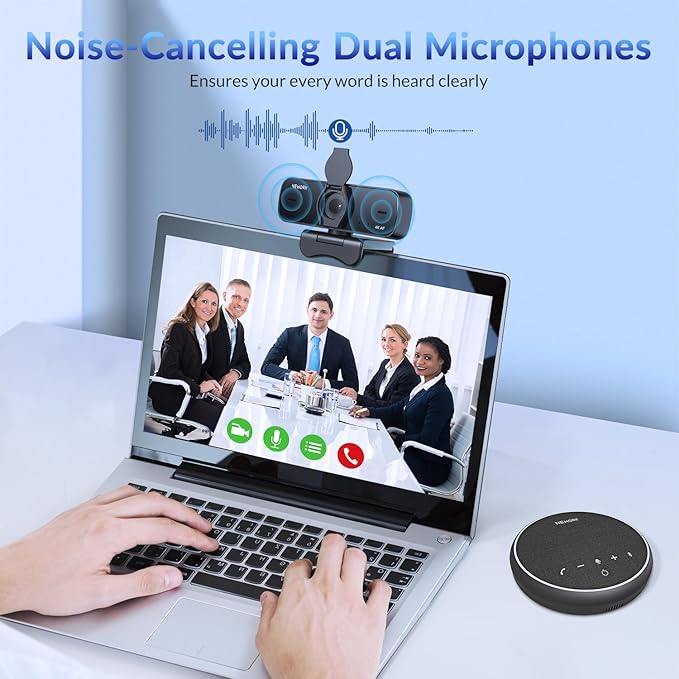 4K Webcam for PC with Sony Sensor, Auto Focus & Privacy Cover, Ultra HD 4K Streaming Camera, 2 Noise-Cancelling Mics, USB Plug & Play, 77° FOV, Web Camera for Zoom, Skype, Teams, Video Calling-DeskLoop Office