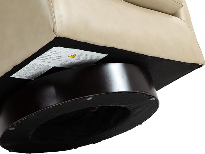 UIXE Faux Leather Swivel Accent Chair with Wood Base, Modern Upholstered Barrel Chairs for Living Room, Comfy Round Armchair Single Sofa Bedroom Reading Seat - 31" W, Cream-DeskLoop Office