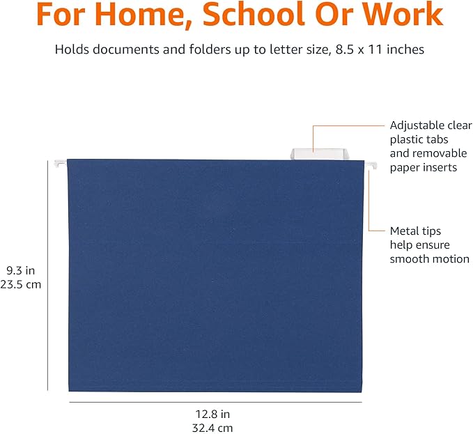 Amazon Basics Hanging File Folders, Sturdy, Letter Size, 25-Pack, Assorted Jewel-tone Colors-DeskLoop Office