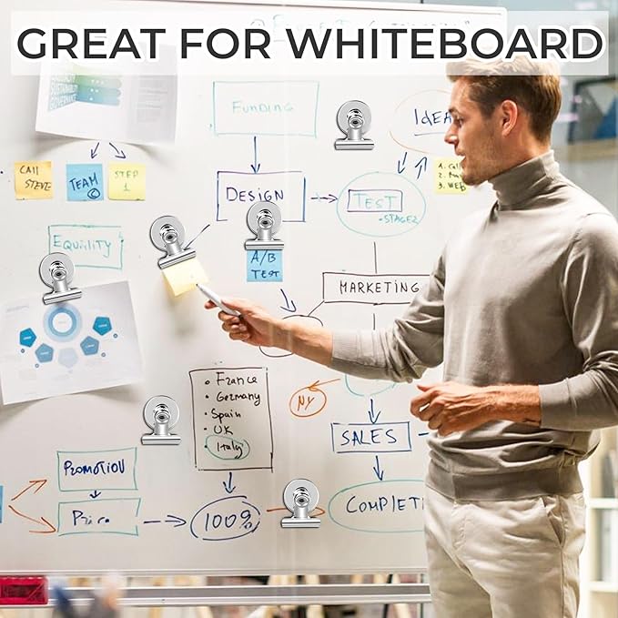 90 Pack Fridge Magnet Refrigerator Magnets, Strong Magnetic Clips Whiteboard Magnets, Magnet Clips Heavy Duty, Clip Magnets for Photo Displays, Home, Office, Classroom (Silver)-DeskLoop Office