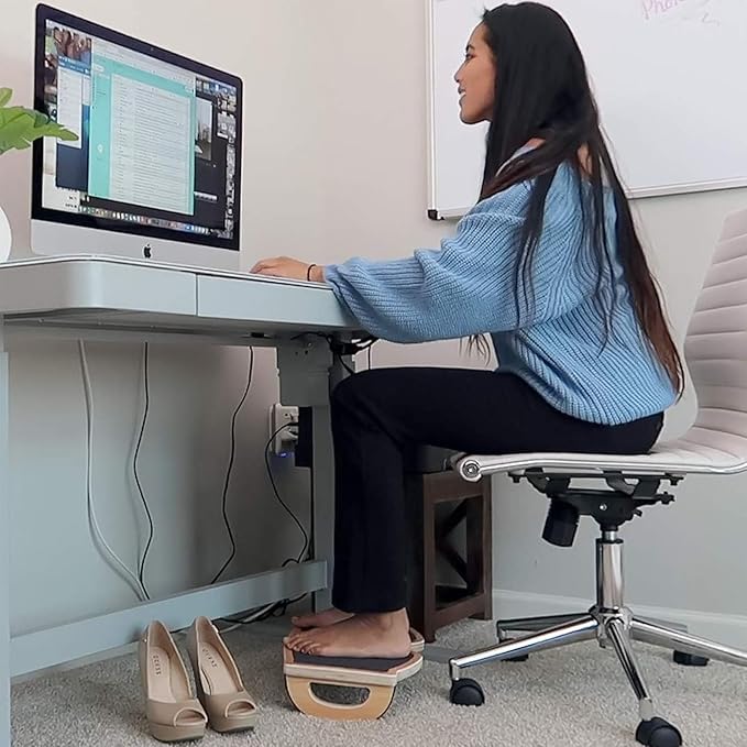 StrongTek Ergonomic Wood Foot Rest for Enhanced Circulation & Comfort, 350lbs Capacity, Rocker Balance Board for Standing Desks, Non-Slip, No Assembly, 18" Wide - Ideal for Office/Home-DeskLoop Office