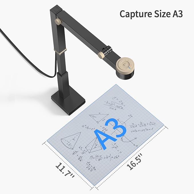 CZUR Fancy Pro 8MP USB Document Camera for Teacher, 4K Webcam with Microphone and LED Light, Up to 60fps, Auto Focus, for Remote Teaching, Live Streaming, Web Conference, for Mac and Windows-DeskLoop Office