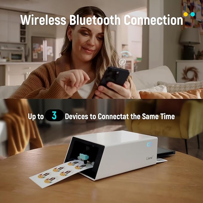 Liene PixCut S1 Color Sticker Printer & Cutting Machine - All-in-One Sticker Maker for DIY Crafts, Custom Labels & Gifts. Thermal Dye-Sublimation Photo Printer, 300 DPI, Precise AI Auto-Cutting-DeskLoop Office