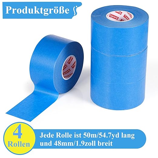 4 Rolls Painters Tape Blue Painters Tape 2 Inch Wide, Multi-Surface Masking Tape Bulk, 1.89 in x 220 Yd Total Blue Tape for Wall Painting Home Improvement DIY Crafts-DeskLoop Office