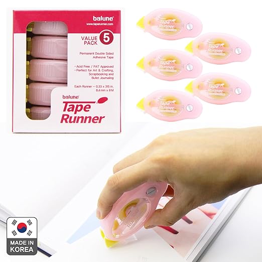 TapeRunner Double-Sided Adhesive Tape, 5/16 Inches by 315 Inches, Set of 5 Applicators-DeskLoop Office