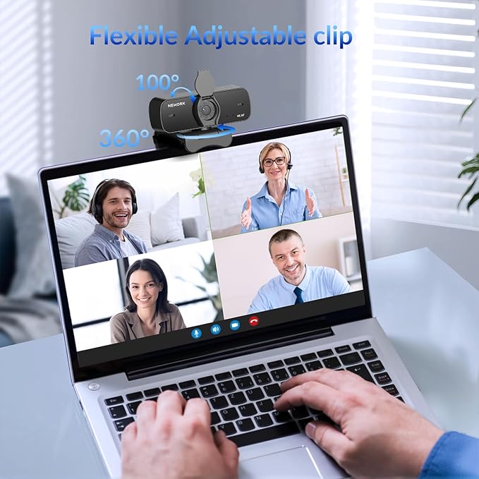 4K Webcam for PC with Sony Sensor, Auto Focus & Privacy Cover, Ultra HD 4K Streaming Camera, 2 Noise-Cancelling Mics, USB Plug & Play, 77° FOV, Web Camera for Zoom, Skype, Teams, Video Calling-DeskLoop Office