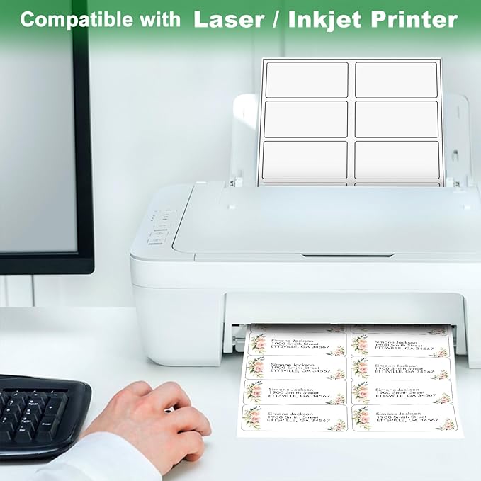 2x4 Label Stickers, 1000 Matte Printable Sticker Labels for Address Labels, Mailing Labels, Shipping Labels, Sticker Making, 8.5 x 11 Label Sheets for Lase Inkjet Printer, 10 Up Per Sheet, 100 Sheets-DeskLoop Office