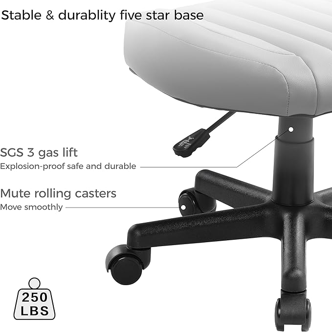 EUREKA ERGONOMIC Height Adjustable Foot Stool,19x18'' Large Seat Under Desk Footrest,Swivel Rolling Chair W Sturdy Wheels,Ottoman Stool Simple Meeting Chair for Home Office,Grey-DeskLoop Office