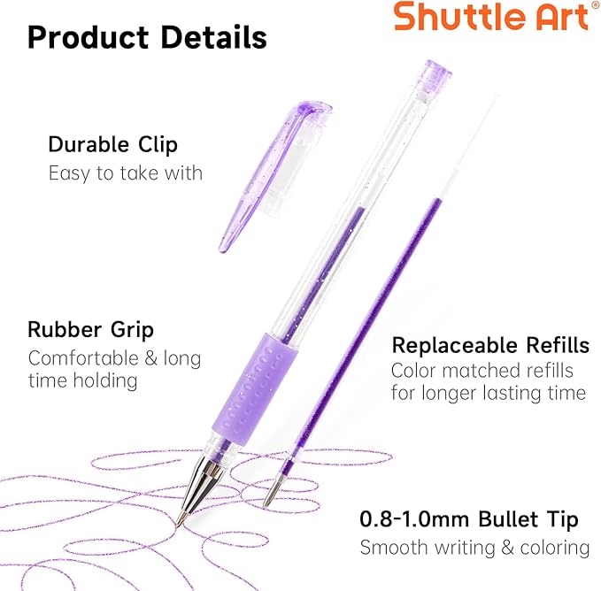 Shuttle Art Gel Pens, 60 Pack Gel Pen Set 30 Colored Gel Pen with 30 Refills for Adults Coloring Books Drawing Doodling Crafts Scrapbooking Journaling-DeskLoop Office