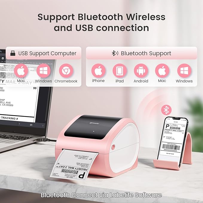 Shipping Label Printer 4x6 - Thermal Label Printer for Small Business, Shipping Packages, Home, Office, Compatible with USPS, Shopify, Amazon-DeskLoop Office