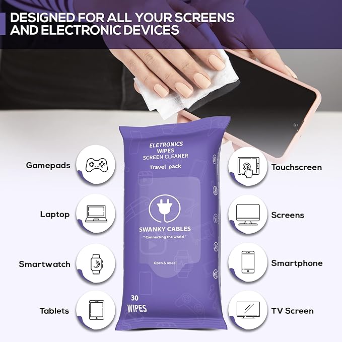 Screen Cleaner Wipes: Electronic Wipes for Screens - Computer Screen Wipes for Lens, Phone, Tv Screen and Monitor Cleaning - Tech Wipes & Microfiber Cloth (Soft Wipes, 180 Count)-DeskLoop Office