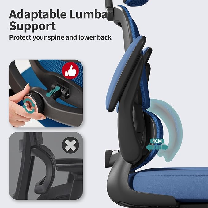 TRALT Office Chair Ergonomic Desk Chair, 330 LBS Home Mesh Office Desk Chairs with Wheels, Comfortable Gaming Chair, High Back Office Chair for Long Hours (Blue)-DeskLoop Office