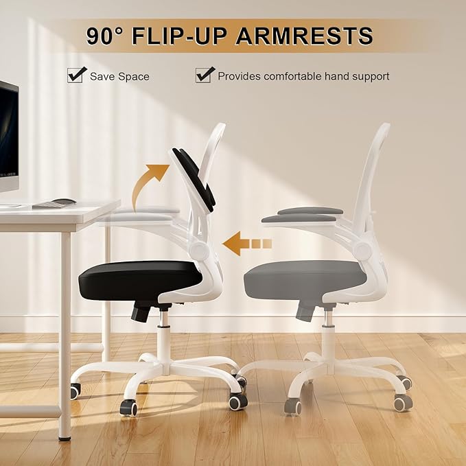 Office Chair, Ergonomic Desk Chairs 330LBS Capacity High Back Mesh Computer Chair with Flip-up Armrests, Comfy Work Chair with Adjustable Lumbar Support, Rolling Chair-DeskLoop Office