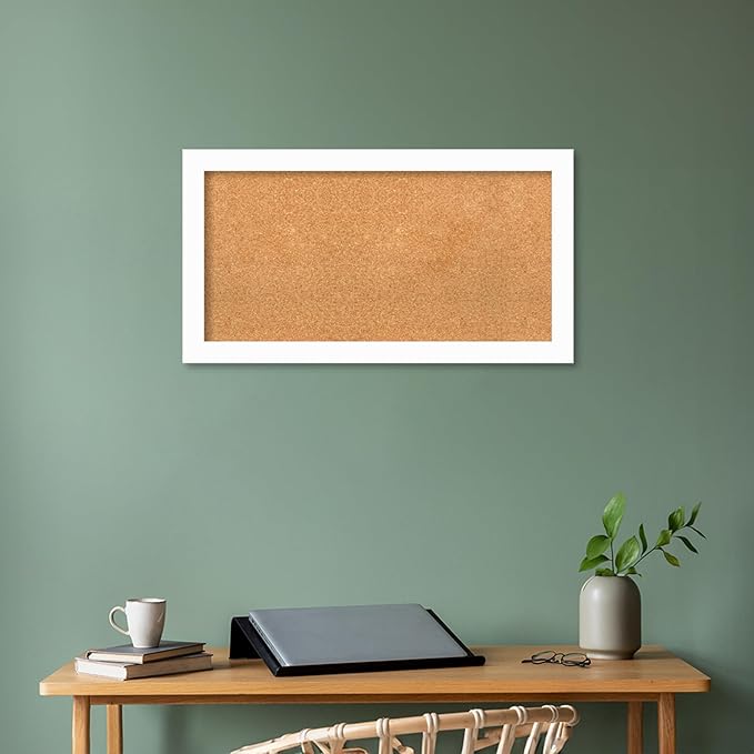 Amanti Art Natural Cork Board for Wall, 19x35 Vision Board with White Frame, Medium Corkboard Office Decor for Home Organization, Casual Corkboard Pinboard to Display Items for Home Organization in-DeskLoop Office