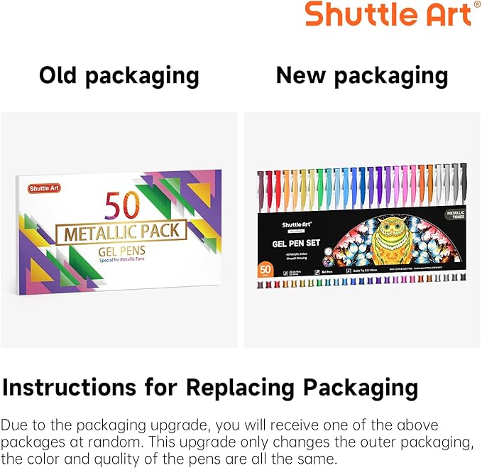 Shuttle Art 50 Pack Metallic Gel Pens, 25 Metallic Gel Pens Set with 25 Refills Perfect for Adult Coloring Books Doodling Drawing Art Markers-DeskLoop Office