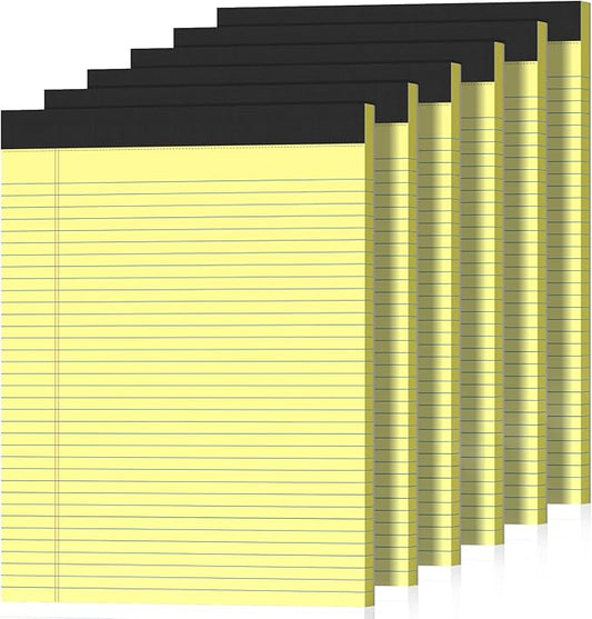 6 Pack Legal Pads 8.5" x 11" College Ruled Yellow Note Pads 8.5 x 11 Inch Micro-Perforated Notepad 300 Sheets in Total Lined Writing Paper Notebook for Office, School Supplies & To-Do Lists-DeskLoop Office