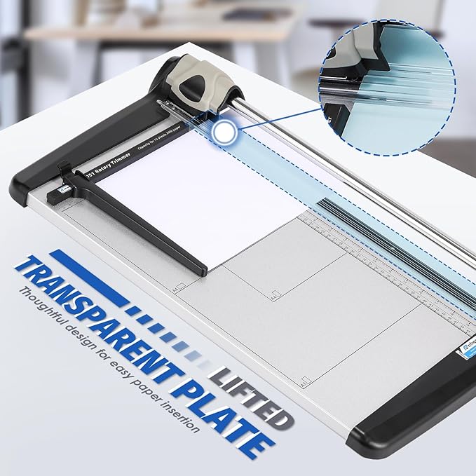 Rotary Paper Trimmer, 15 Sheets Heavy Duty Paper Trimmer, 480mm(18.90") Cutting Length, Commercial Grade Rotary Paper Cutter for Home/Office/School, Black & Silver-DeskLoop Office