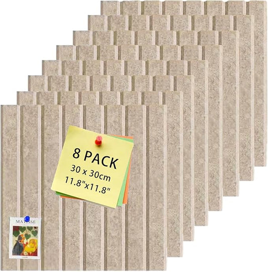 KEYIDE 8Pack Large Cork Boards for Walls, 12"x12" Felt Pin Board for Wall, Bulletin Board Tiles for Office Wall Decor (Beige)-DeskLoop Office