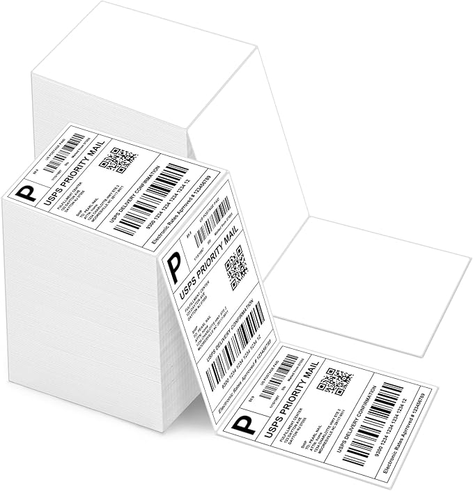 4x6 Thermal Labels - Waterproof Shipping Stickers for Thermal Printers, All-Purpose Label Stickers, White, 1000/Pack (2-Pack)-DeskLoop Office