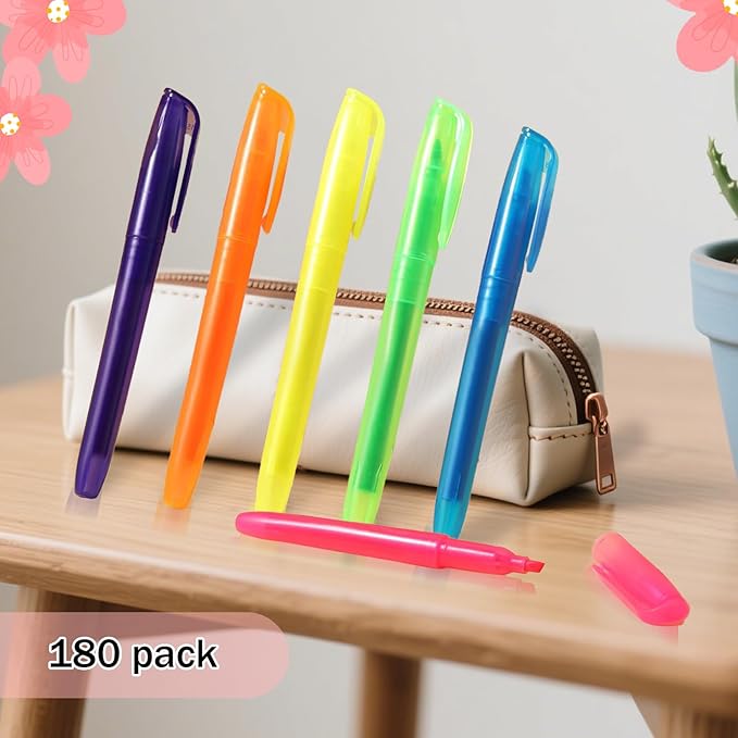 180 Pcs Highlighter Bulk Chisel Tip Multicolor Fluorescent Markers for School Office Classroom Supplies-DeskLoop Office