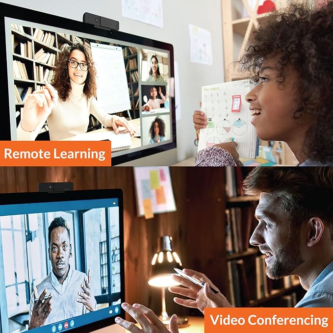 Innex C220 HD 1080p Webcam with Microphone, 71°FOV, Noise Canceling, Low Light Correction, Privacy Shutter - Plug & Play USB Webcam for PC, Windows, Mac - Ideal for Work from Home, Remote Learning-DeskLoop Office