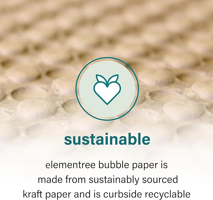 Elementree Paper Bubble Wrap Sheets for Packing, Moving, & Shipping - 12" x 12" x 250' - Eco-Friendly Kraft Bubble Paper - Recyclable Cushioning Wrap - Made in the USA (01913)-DeskLoop Office