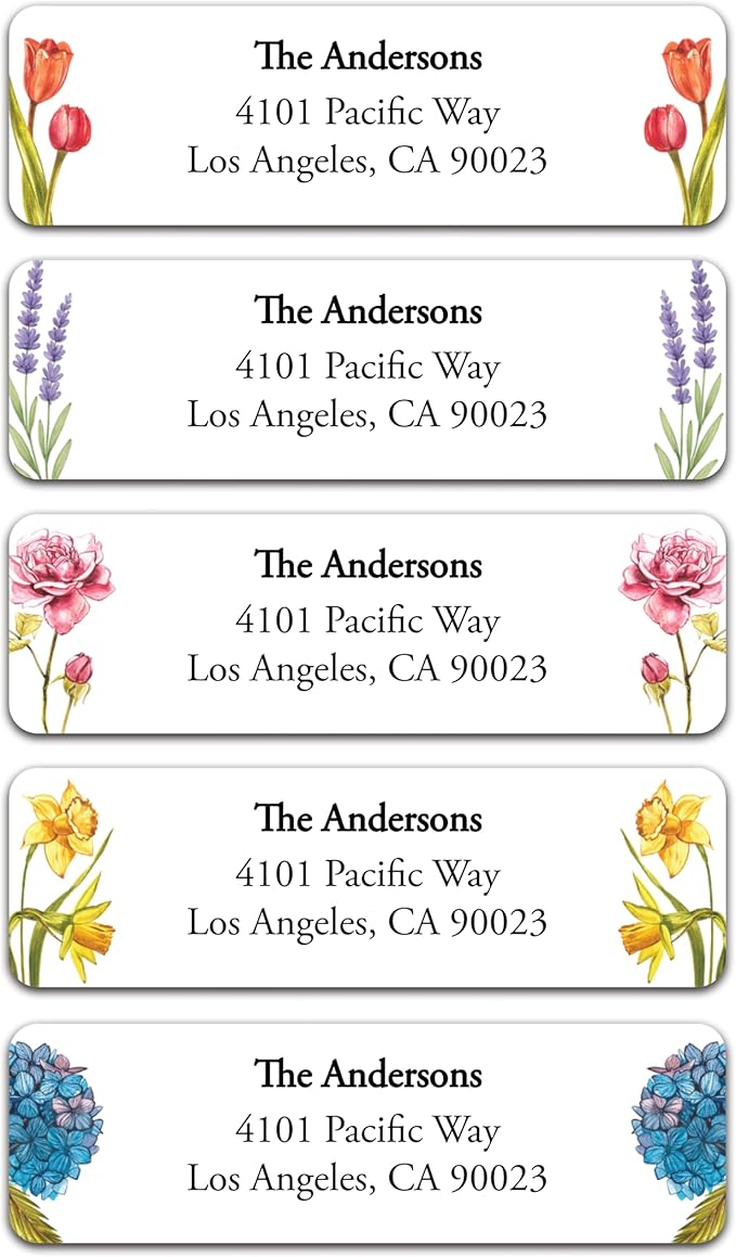 Return Address Labels - Personalized Flower Address Stickers on Sheets (50-1000 Labels)-DeskLoop Office