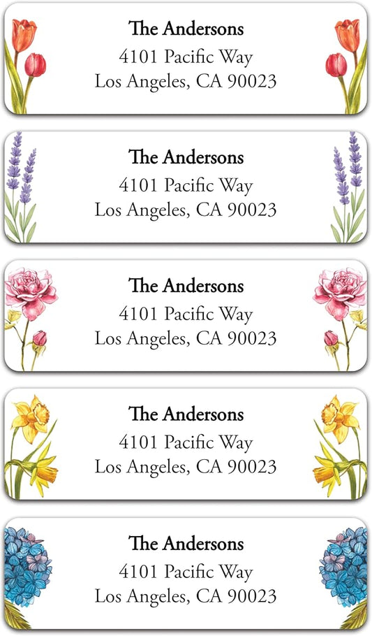 Return Address Labels - Personalized Flower Address Stickers on Sheets (50-1000 Labels)-DeskLoop Office