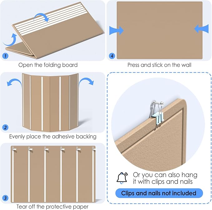 MaxGear Extra Large Bulletin Board 72" x 48", Foldable Felt Board Vision Board Supplies, Cork Board for Office, Home, School, Small Pin Boards for Walls Decorative Display Board Beige Brown-DeskLoop Office